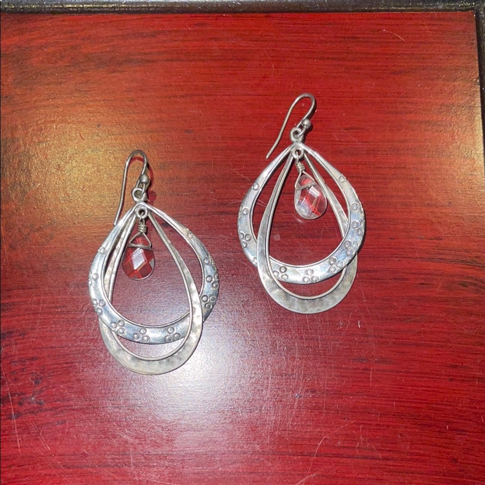 Silpada Sterling Silver Teardrop Earrings with Crystal Accents
